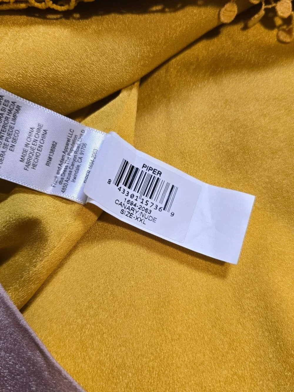 Dress The Population Yellow Crochet Lace Dress XXL EUC - Picture 8 of 10